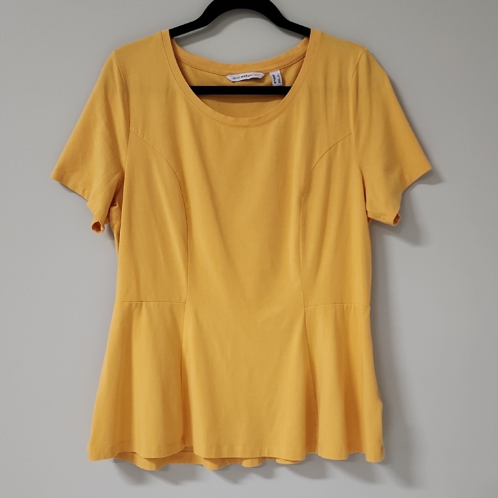Isaac Mizrahi Live! Peplum Top Yellow L